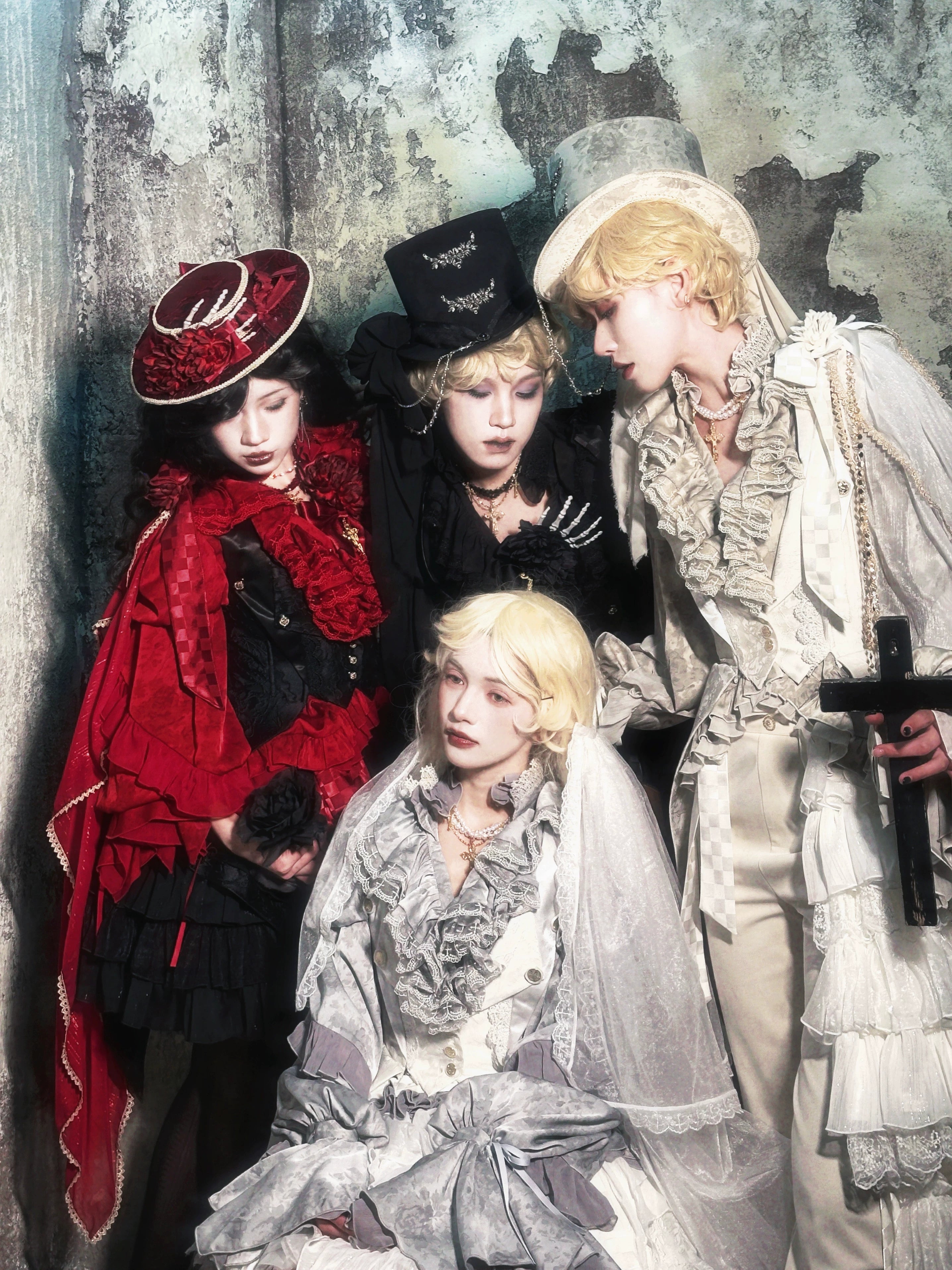 Genesis and Armageddon - Gothic Lolita High-low Hem Shirt, Boning SK