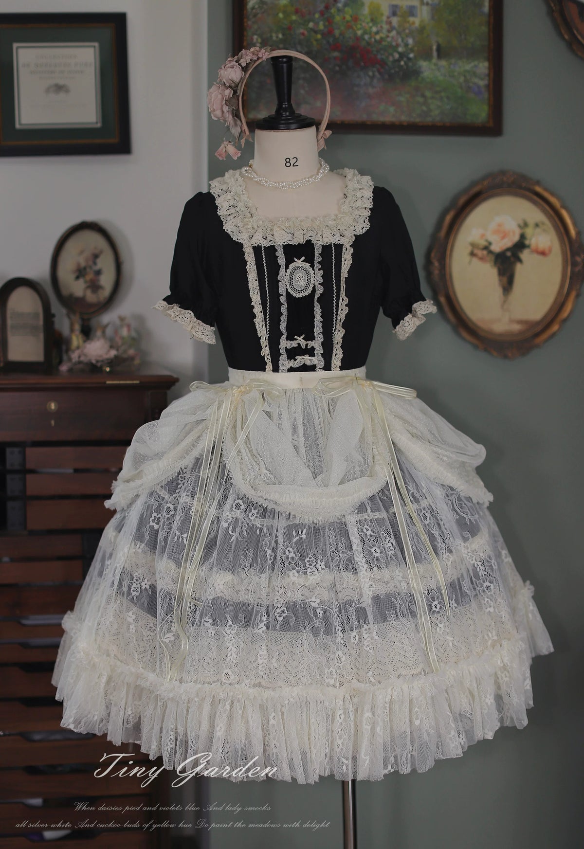 Garden Jardin - Cotton Classic Lolita OP Dress With Tiered Ruffles 45927:868624