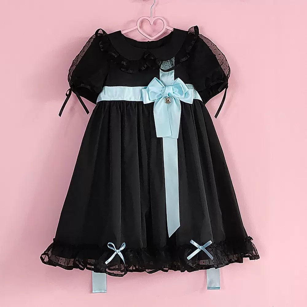 Pumpkin Cat - Candy Boxes Sweet Lolita OP Dress S SP-black- blue ribbon (ribbon without print)