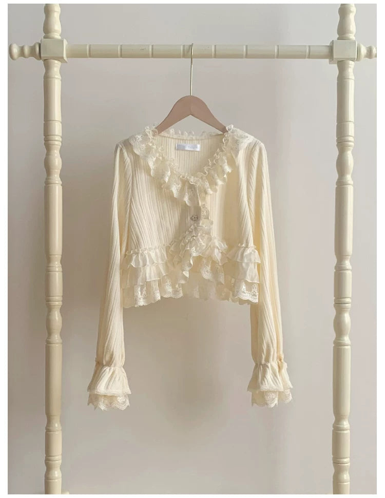 Bloom Period - Elegant Lolita Bolero, Layered Lace Ruffles 44623:817285