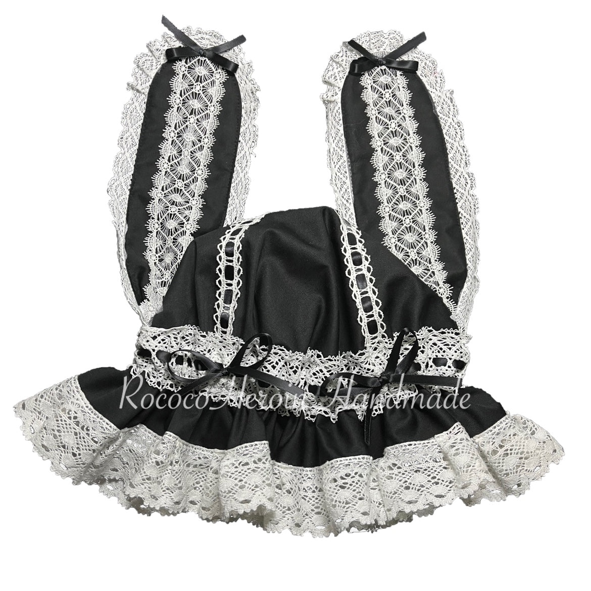 RococoHeroin - Handmade Lolita Bunny Hat Multiple Colors In stock black x white