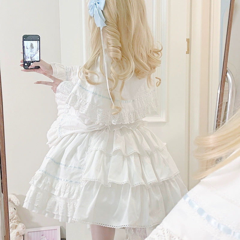 AerialCat - Praying Snowfall - Old School Lolita Skirt Suit Cape Princess Sleeve Shirt (L M S XL) 39180:615668