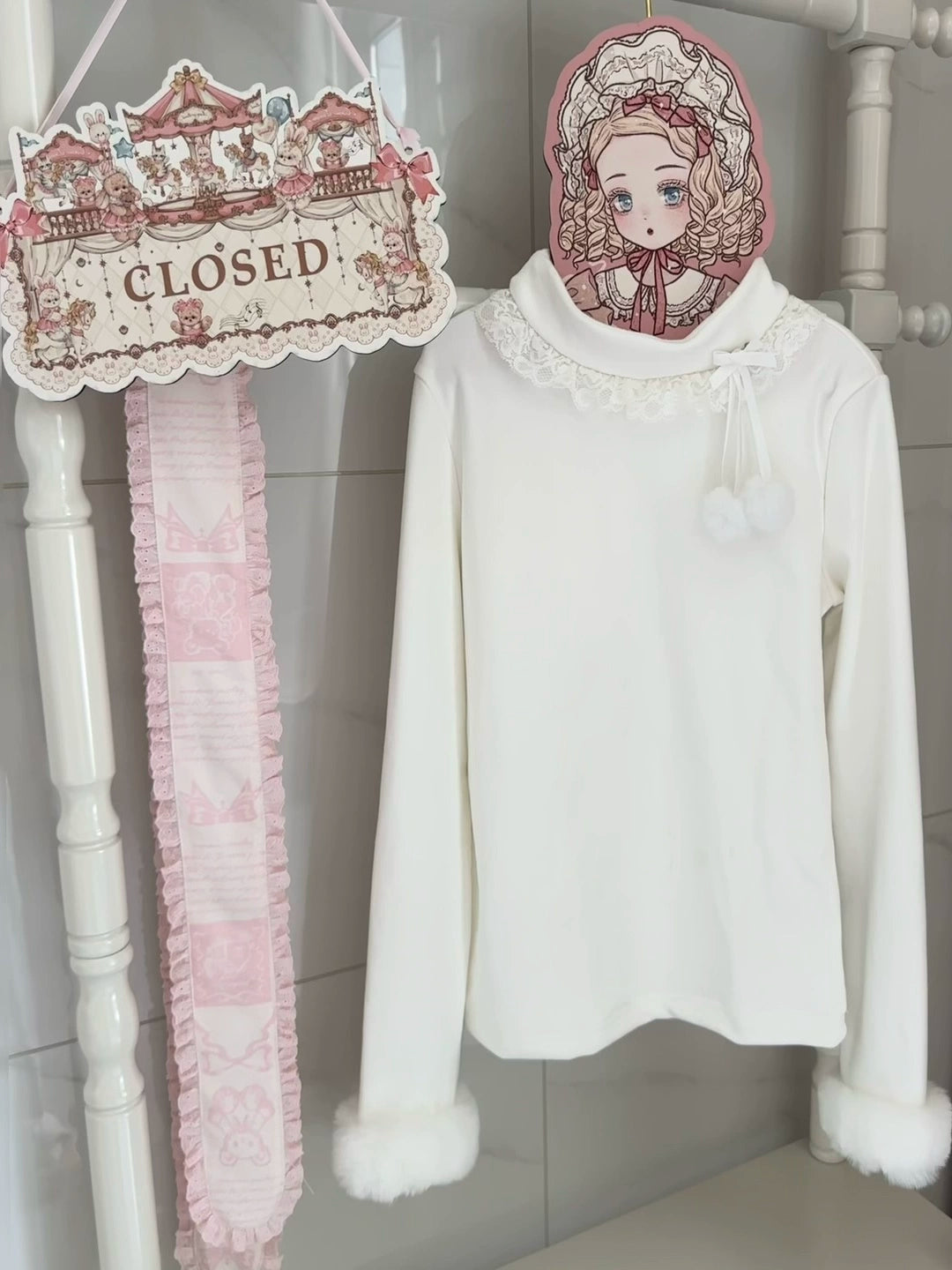 MeowMeow - Pom Pom - Kawaii Lolita Winter Innerwear, Fuzzy Cuffs 44046:793667