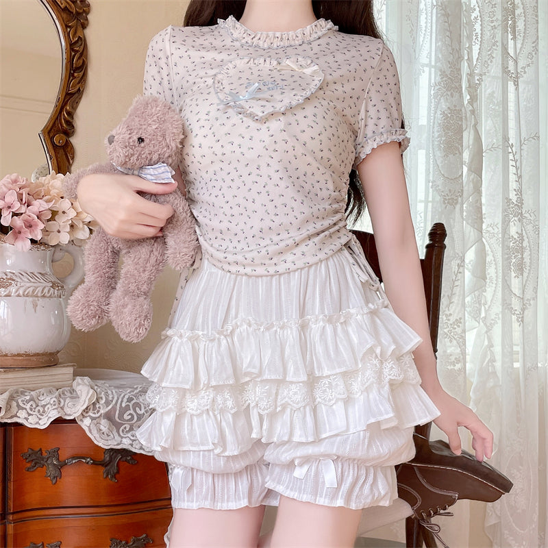 Sugar Girl - Cotton Sweet Lolita Bloomers, Tiered Ruffle