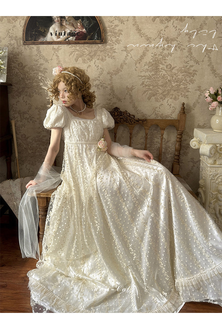 Hezi's Cat Haven~Mist Rose~Plus Size Lolita Empire Waist OP Dress 42268:734348