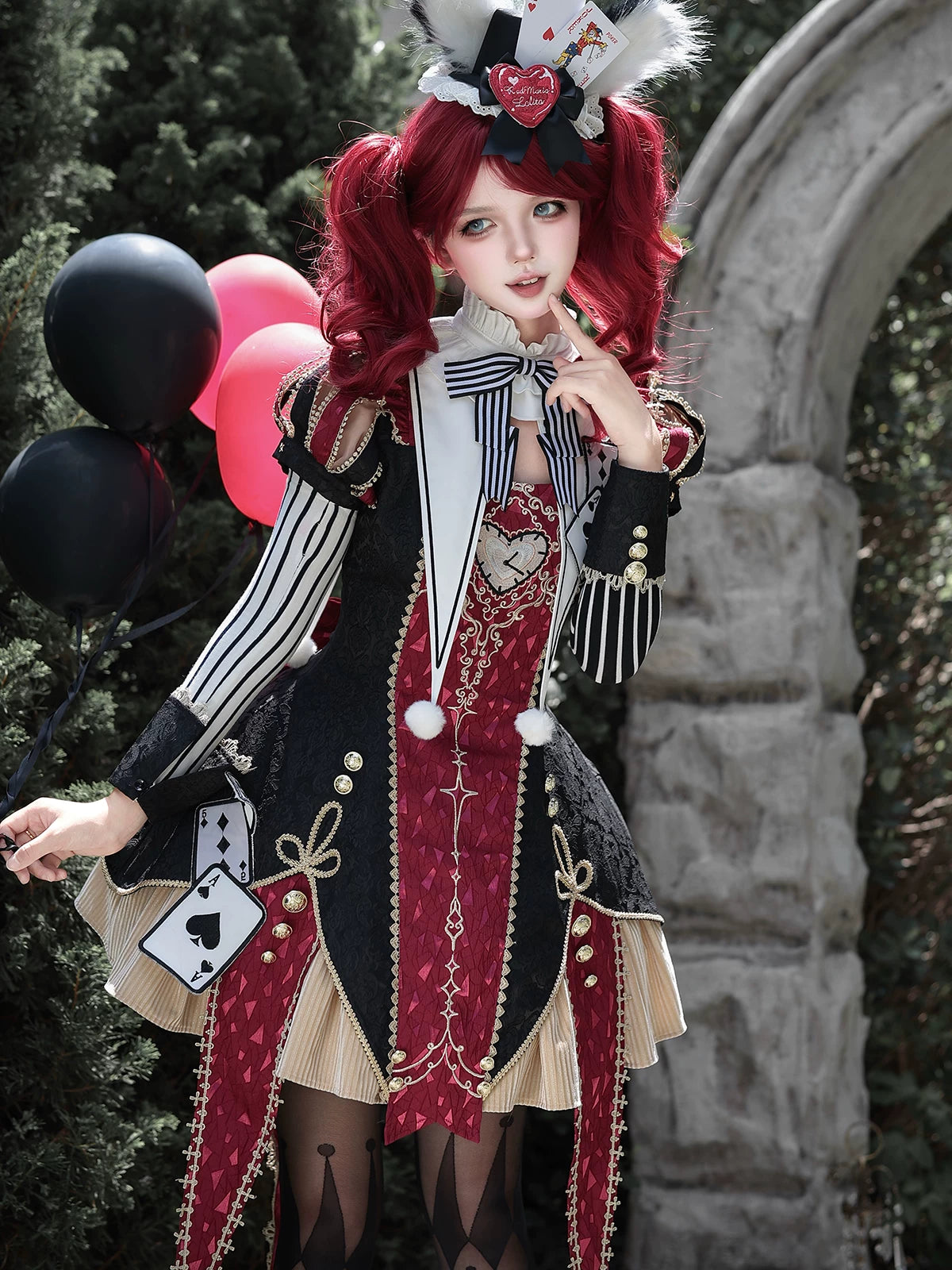 Circus Fantasy Night - Gothic Lolita Jacquard Dress, Pointed Tail Hem 45689:859458