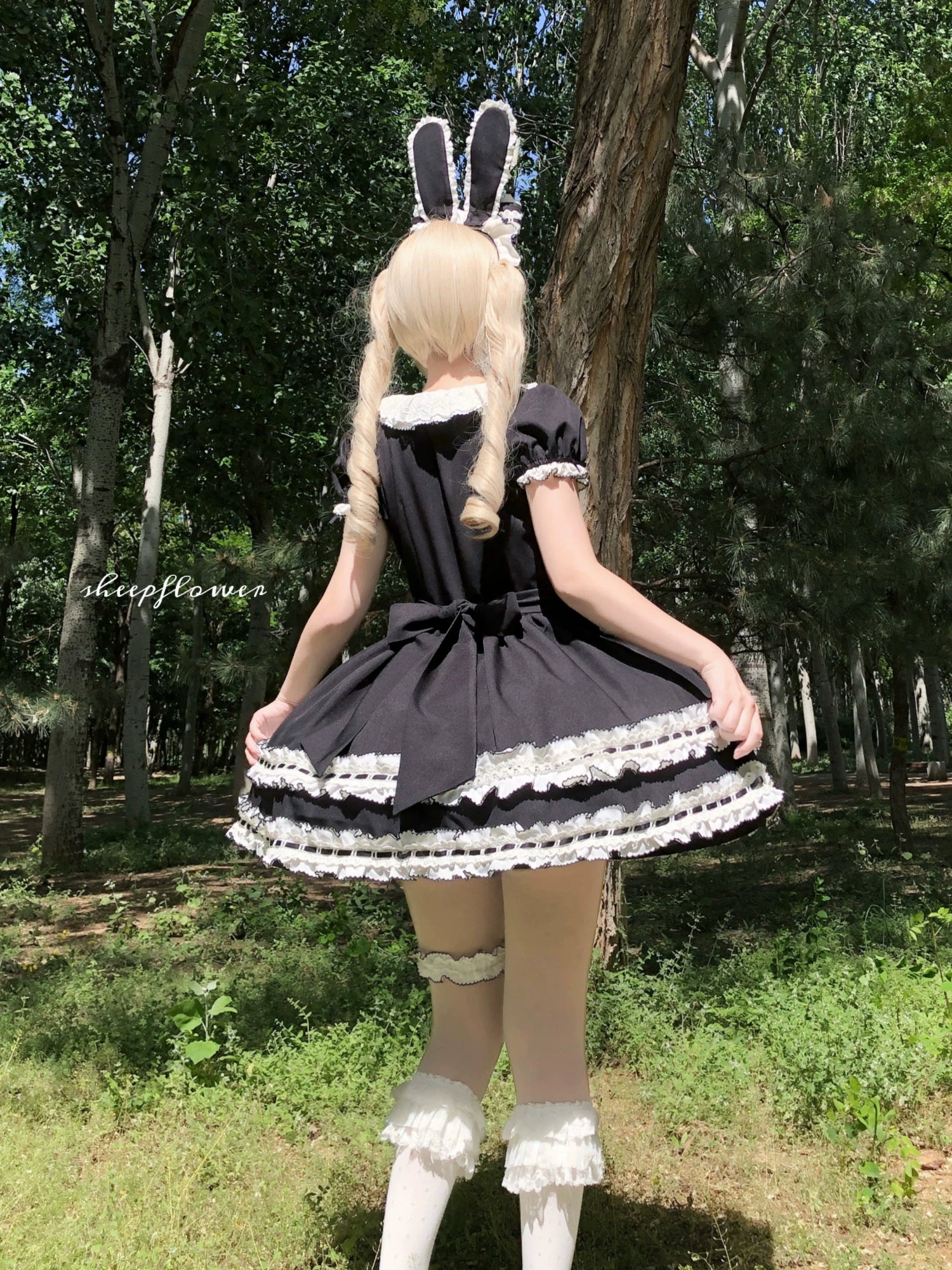Coco Bunny - Cotton Old School Lolita OP Dress, Bunny Decoration 45380:845408