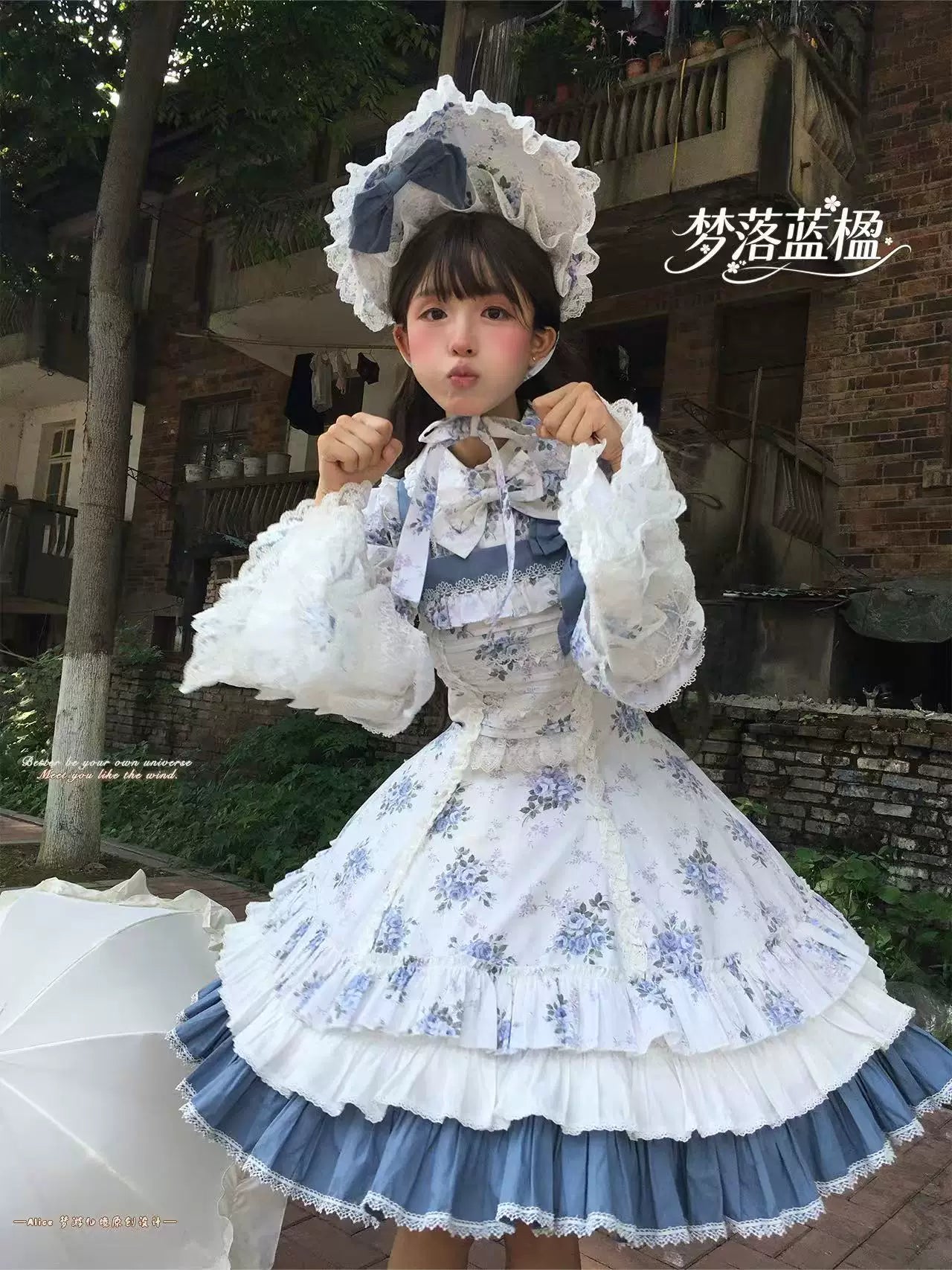 Falling Jacaranda Dream - Old School Lolita Jacaranda Printed JSK Dress 45732:859814