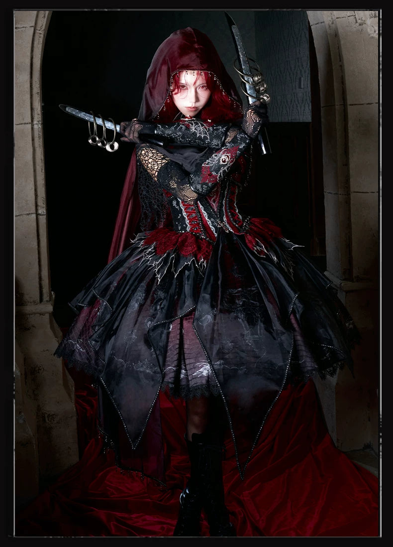 Bone Dragon - Gothic Lolita Corset JSK Dress Set with Embroidery 45654:856902