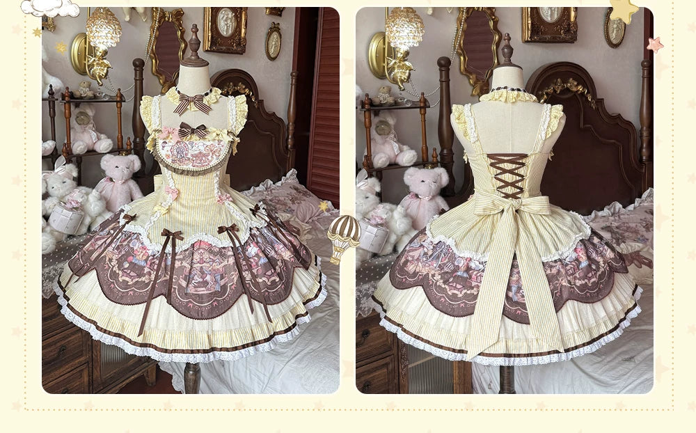 Sunset Ferris Wheel - Sweet Lolita JSK Dress Set, Amusement Park Print 46036:873082