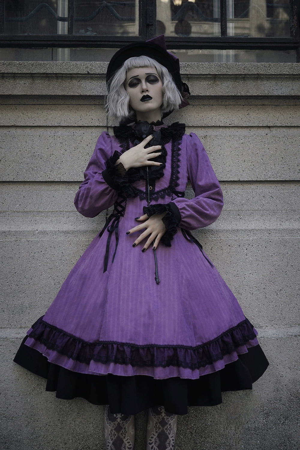 Miss Point - Perintz Manor - Gothic Lolita OP Long Sleeve Retro Lolita Dress 39904:642958
