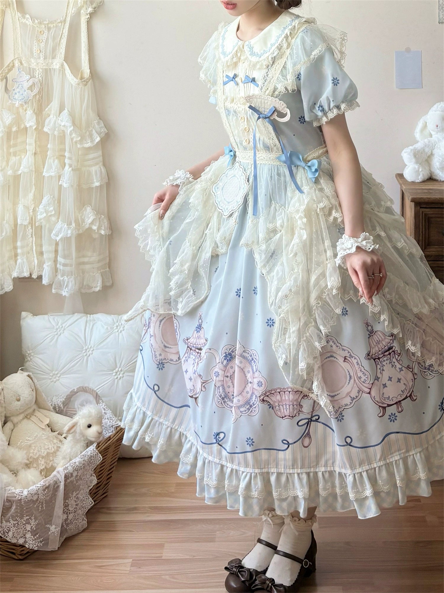 Uncle's Workshop - Veronica Spring Tea - Plate Printed Sweet Lolita Dress