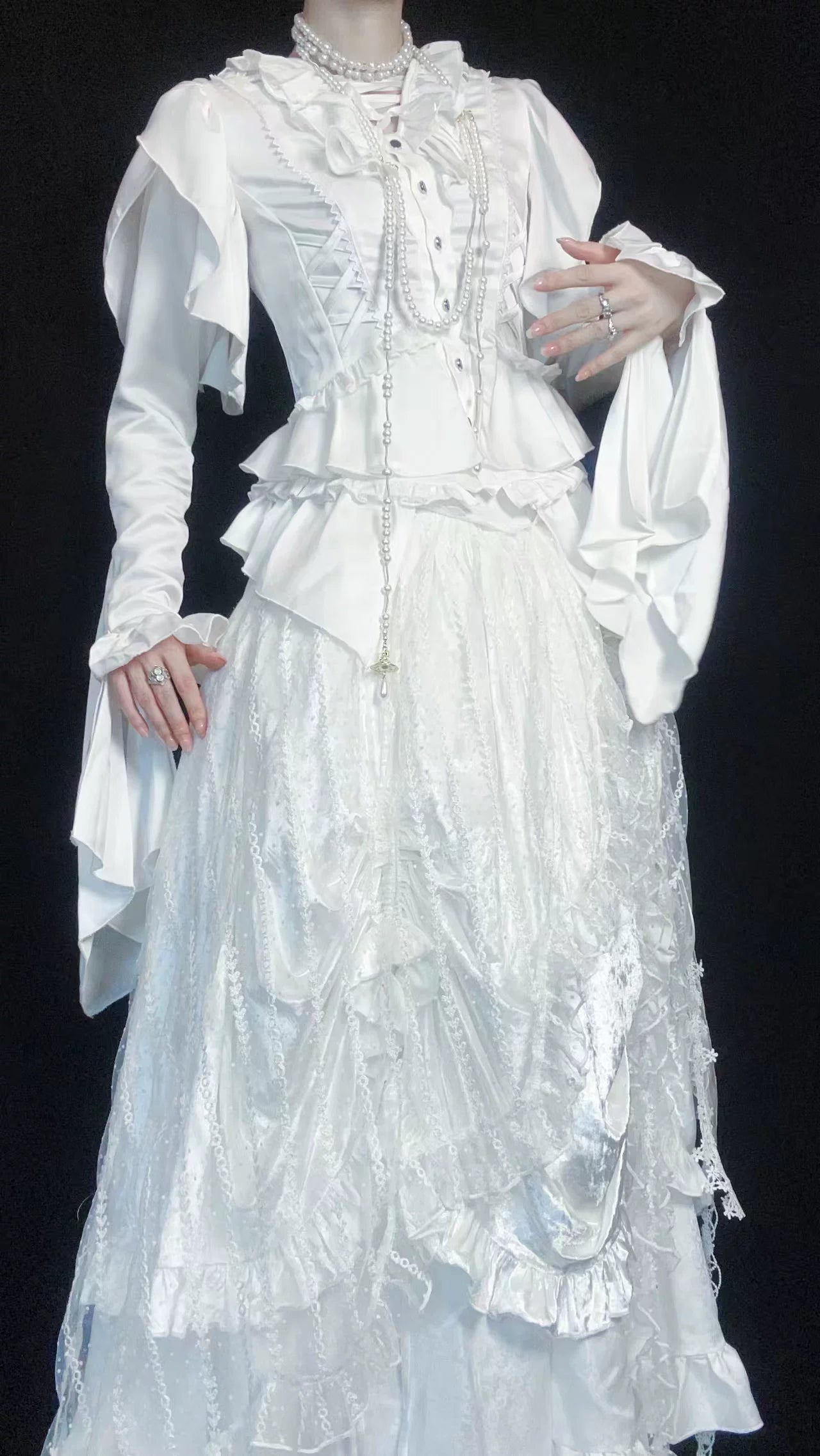 Abyssal Echo - Mermaid Inspired Ouji Lolita Shirt & Side Zipper SK Dress