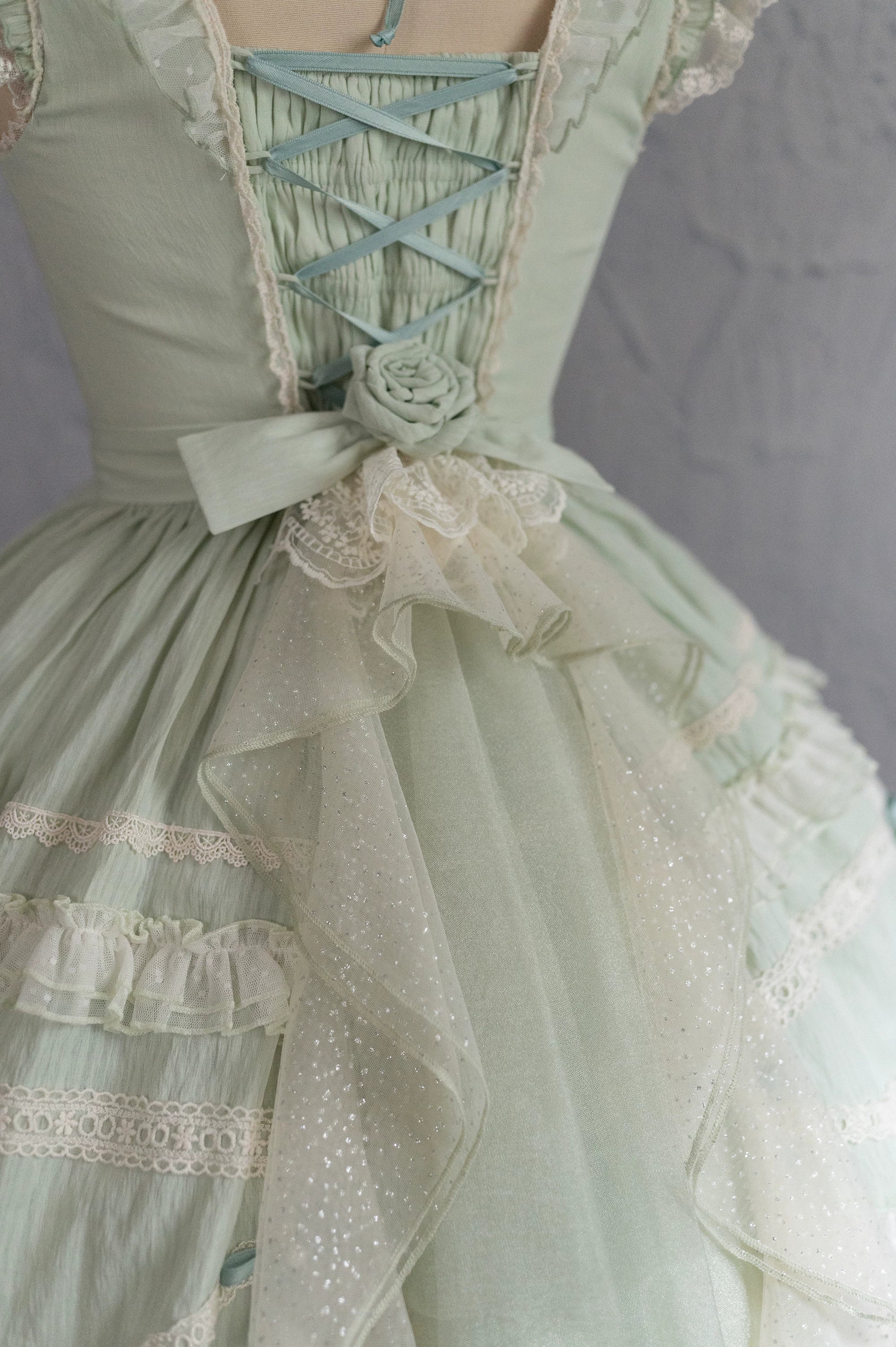 Lily of the Valley Lamb - Classic Lolita Tiered Hem JSK Dress with Embroidery 45277:852058