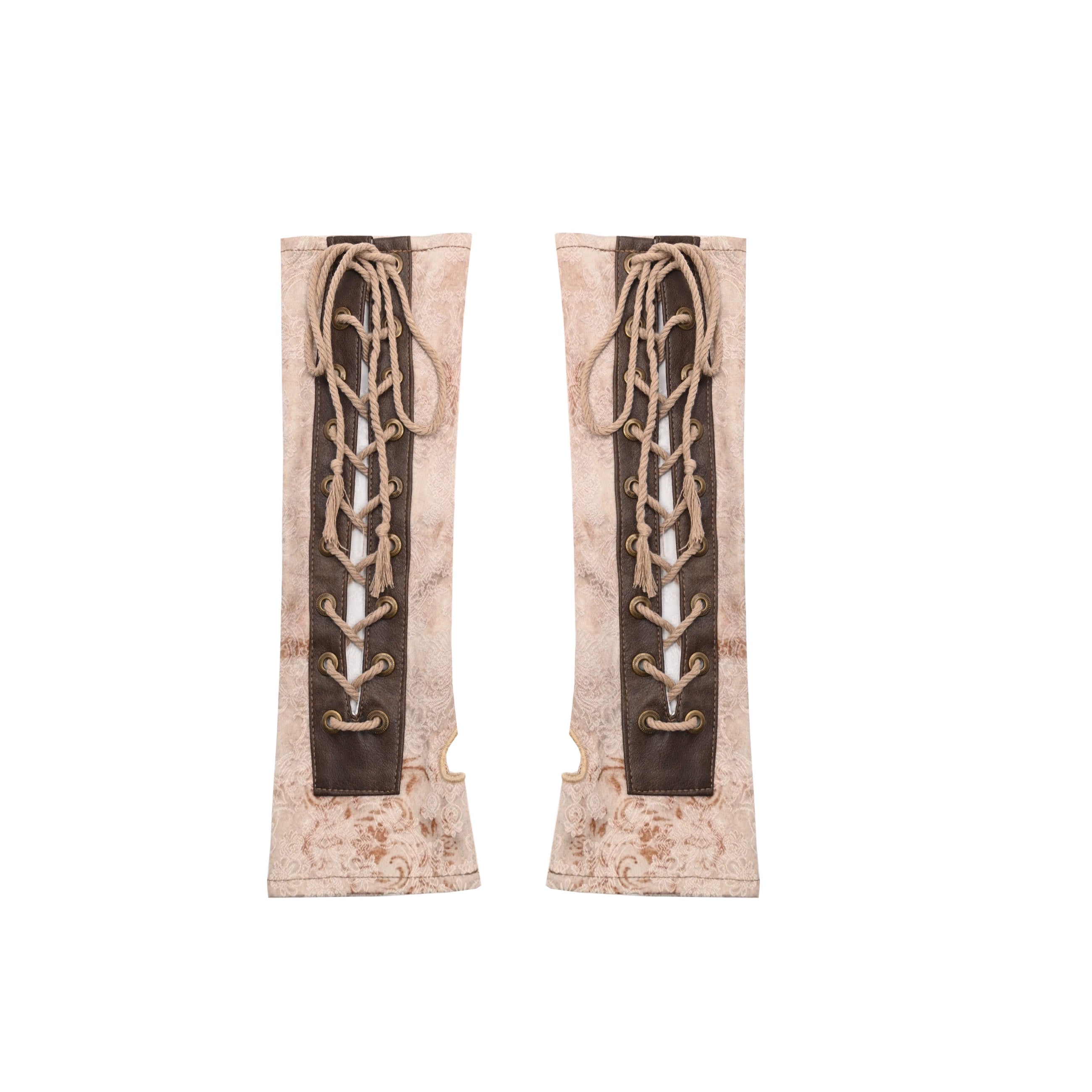 Broken Bone - Retro Lolita PU Cuffs Cross Straps Sleeves S Light brown (adjustable)