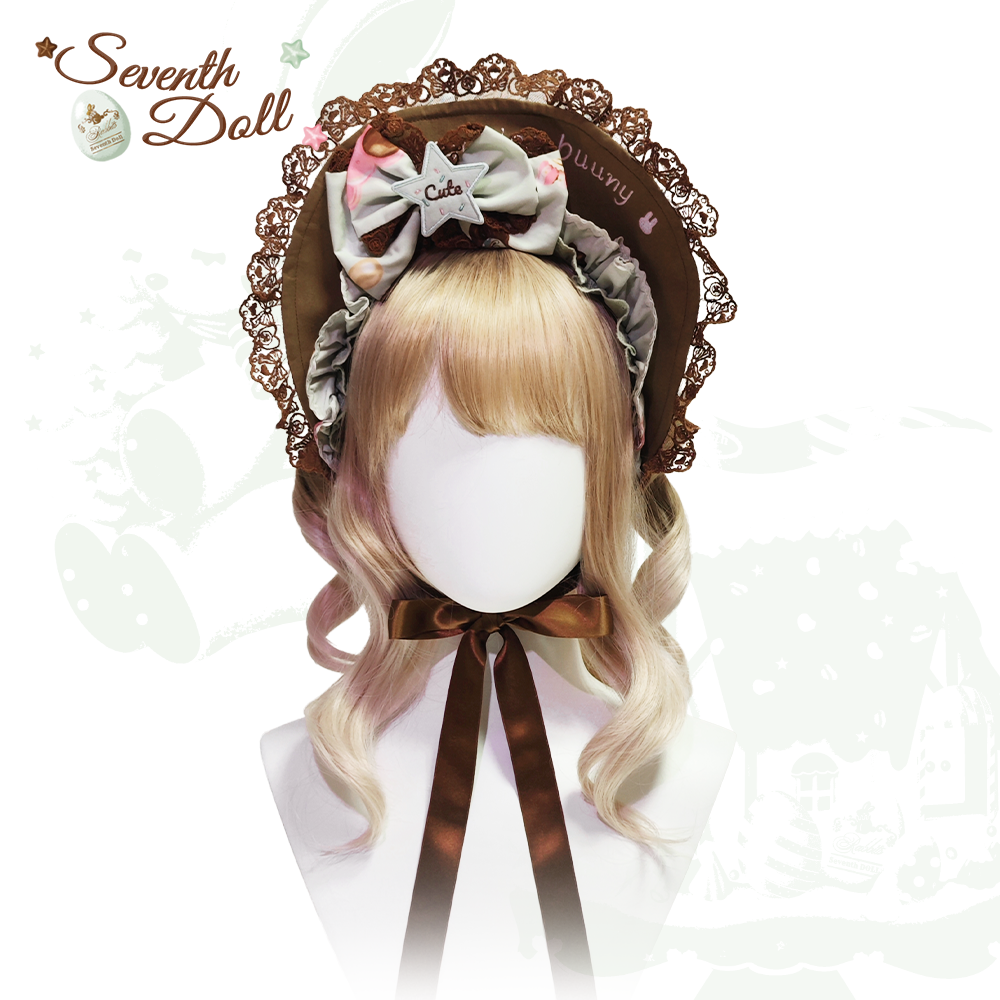 Chocolate Bunny - Printed Kawaii Lolita JSK, Short-sleeved Dress (L M S XL) 44614:814908