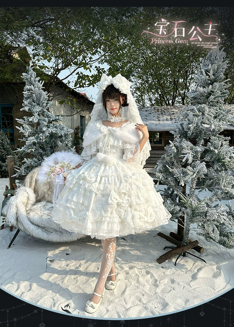 Mengfuzi - Gem Princess - Wedding Sweet Lolita JSK Dress Suit, Side Zipper 44018:792212