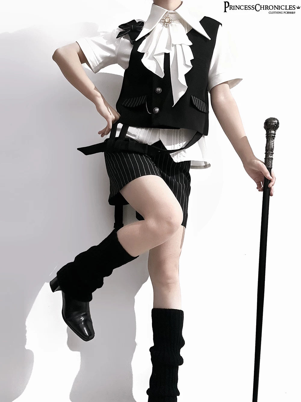 The Dawn of Arrival - Ouji Lolita Fitted Blouse with Detachable Jabot 45657:857042