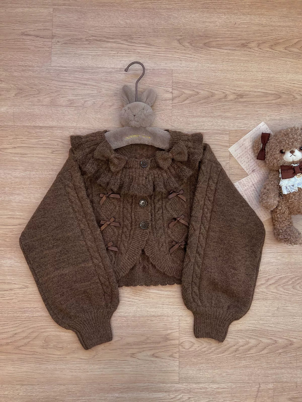 Napoleon Pastry - Sweet Lolita Cardigan, Detachable Bows (Chocolate / L M S) 44423:807542