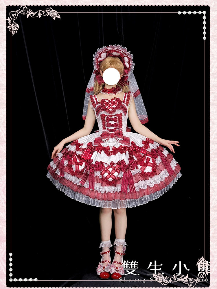 Shuang Sheng Xiao Xiong - Heart of Love - Sweet Lolita Wedding JSK, Bow Details 44306:803135