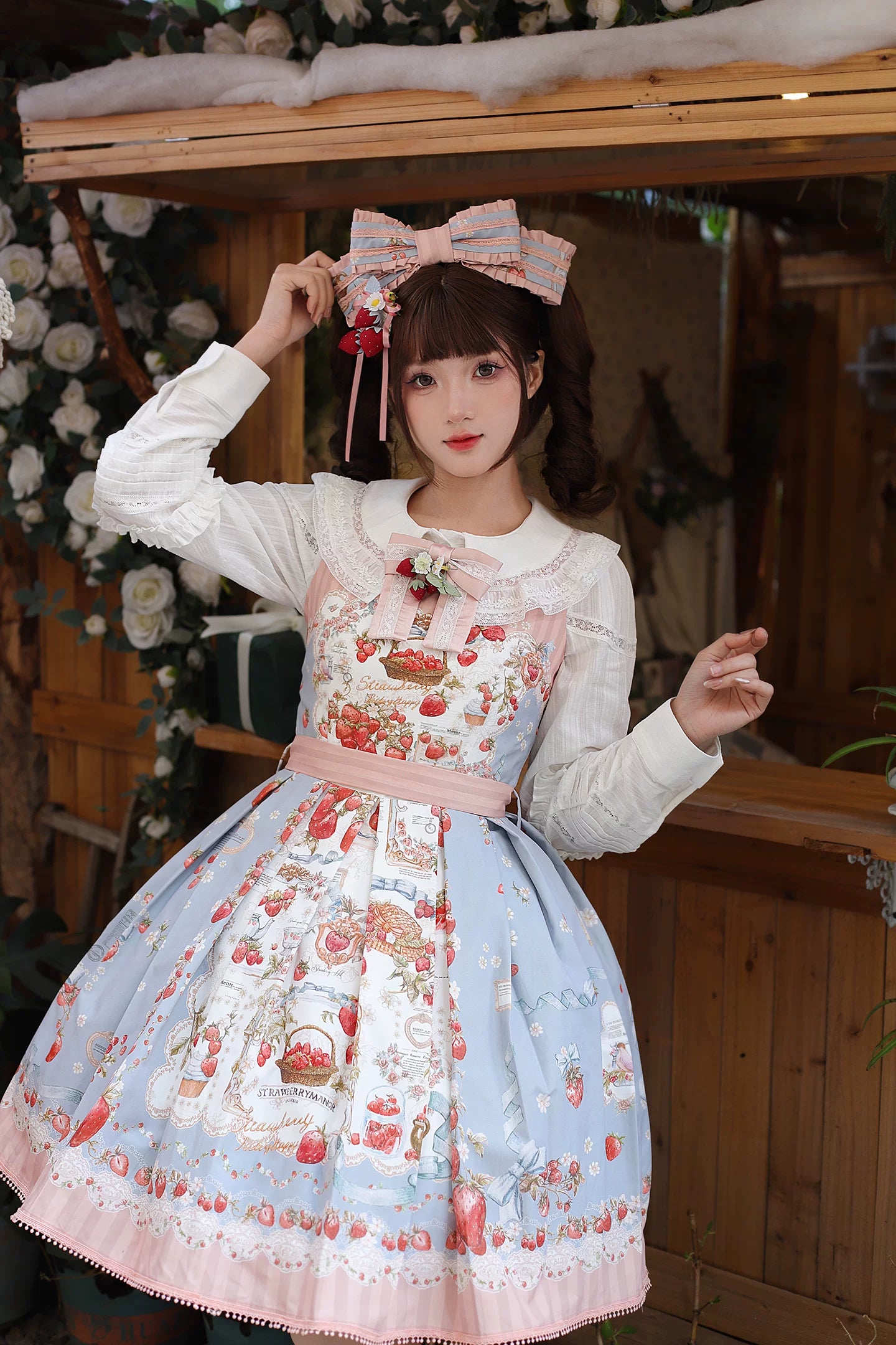Strawberry Manor - Printed Sweet Lolita JSK Dress, Box Pleats 45025:832918