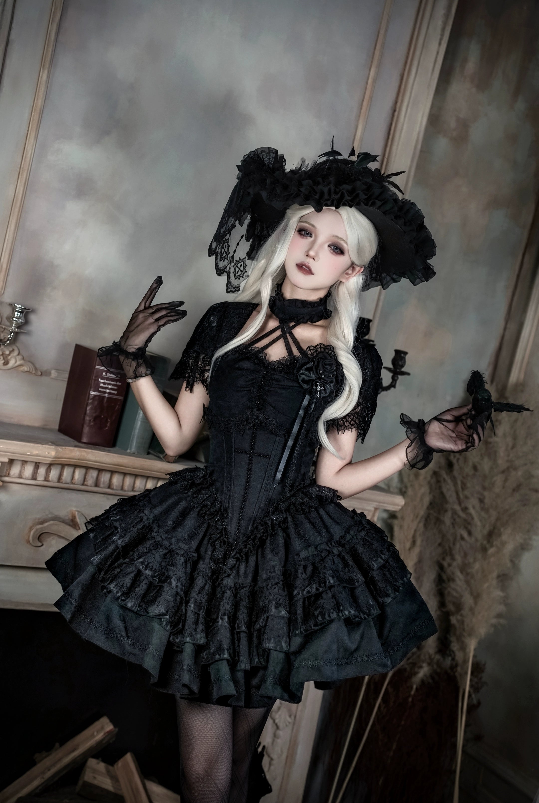 The Original Witch - Thorny Moon - Gothic Lolita SK & Halter Neck Top 44211:798904