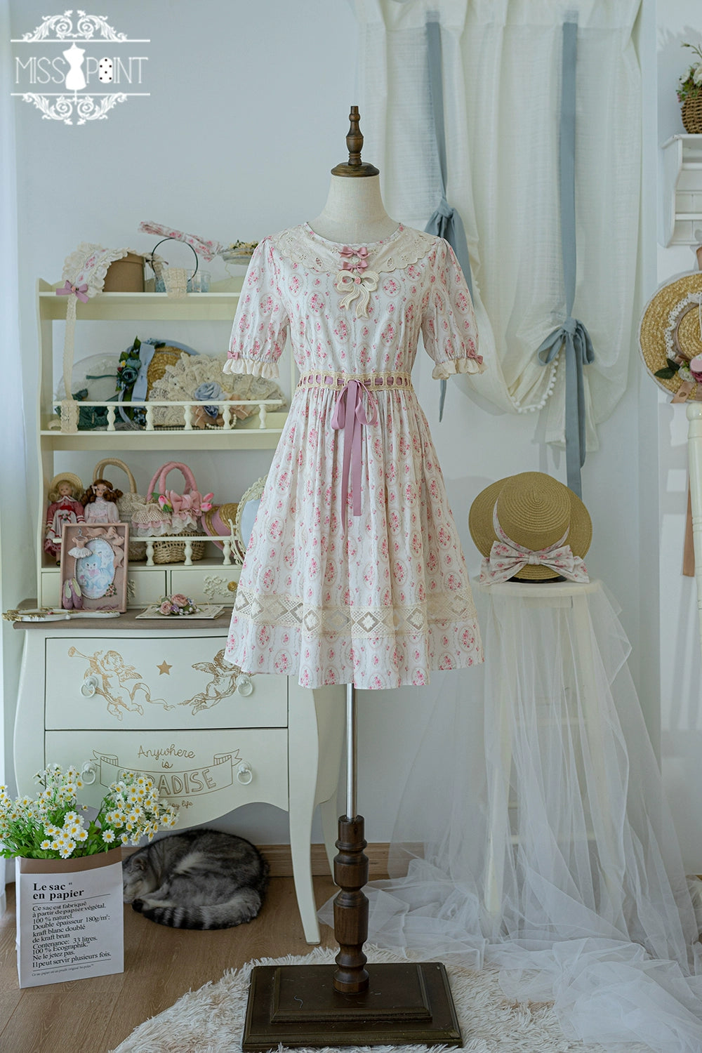 Miss Point~Customized Elegant Lolita OP Dress Cute Daily Girl Short Lolita Dress 35670:519666
