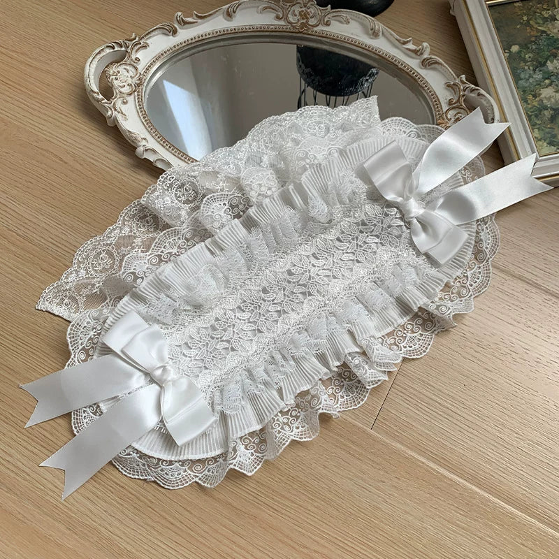 Dawn Bell & Dusk Song - Gothic Lolita Velvet OP Dress, Back Zipper White Hairband (one size / choose M) S