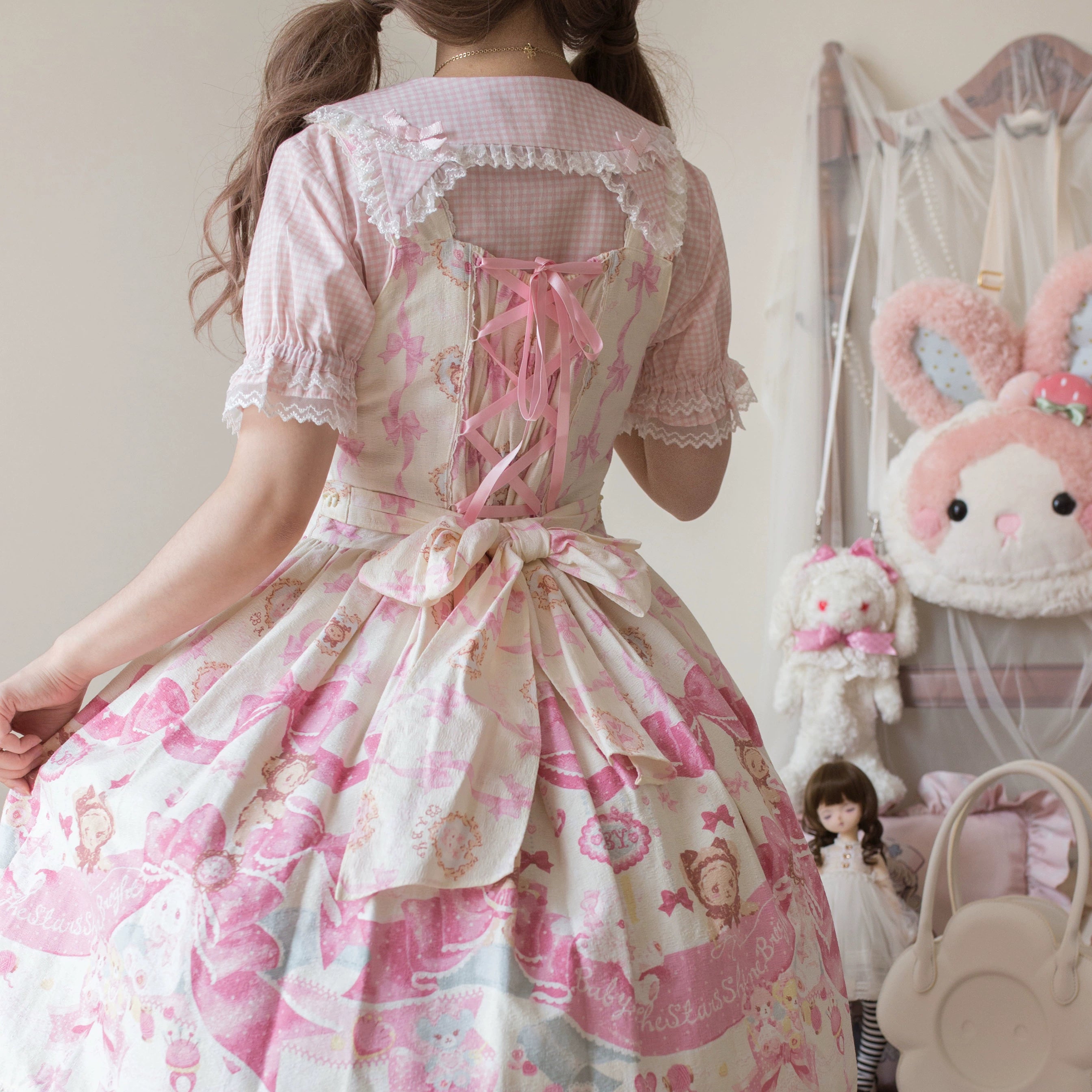 Kawaii Lolita Plaid Blouse With Cat Ear Peter Pan Collar