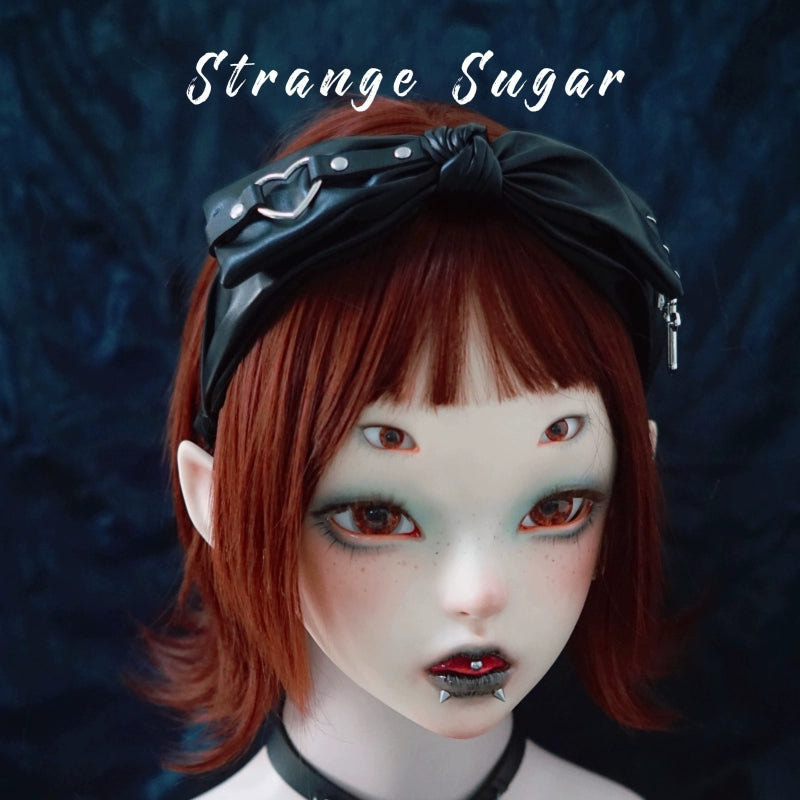 Strange Sugar - Gothic Lolita KC Faux Leather Punk Lolita Hair Accessories 12 Black Bow KC
