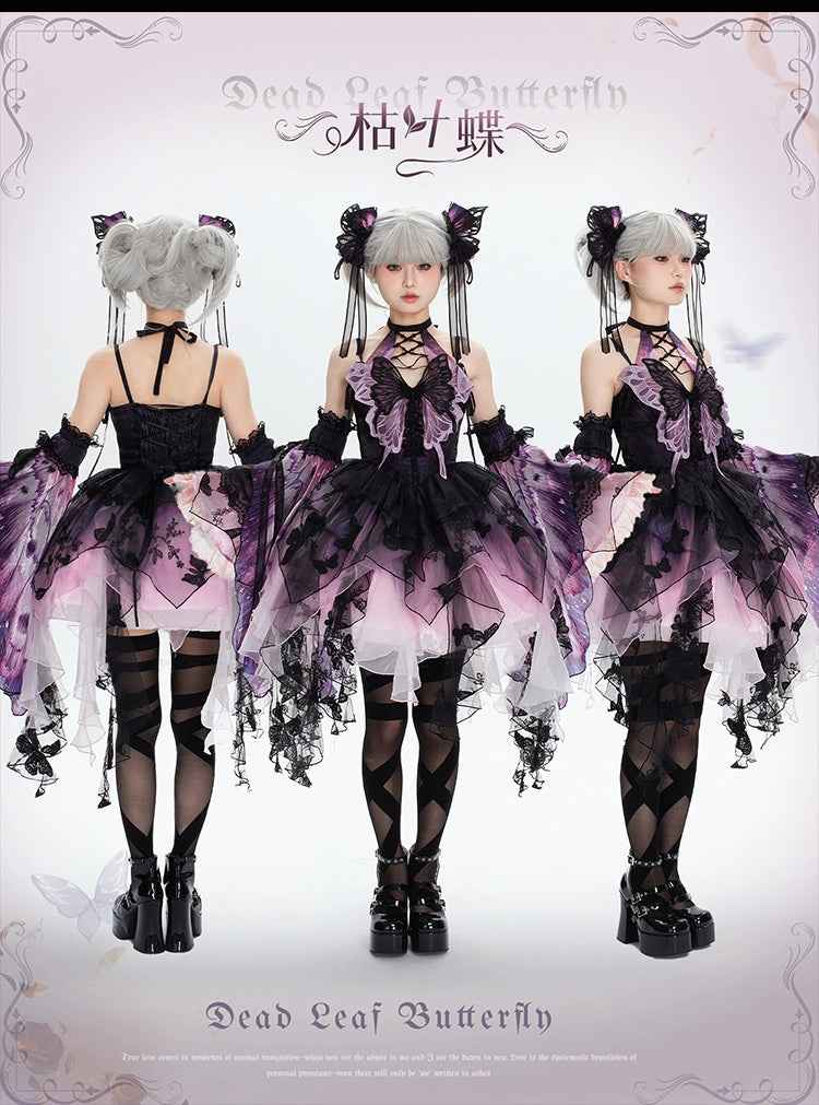 Urtto - Dead Leaf Butterfly - Chiffon Gothic Lolita JSK, Irregular Tiered Skirt 44352:804218