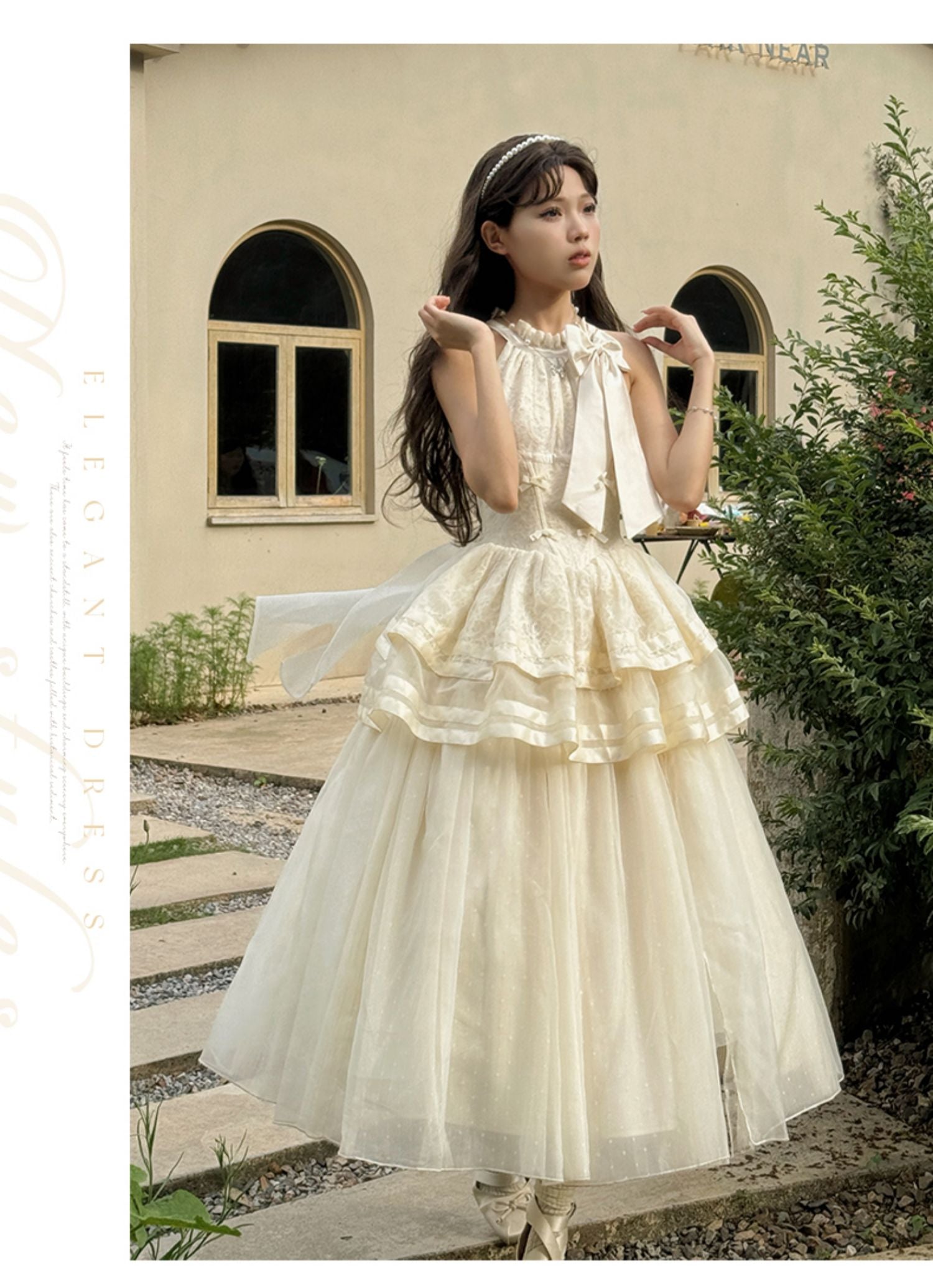 Urtto - Moonlight Dance - Elegant Lolita Halter-neck JSK Dress in Ballet Style