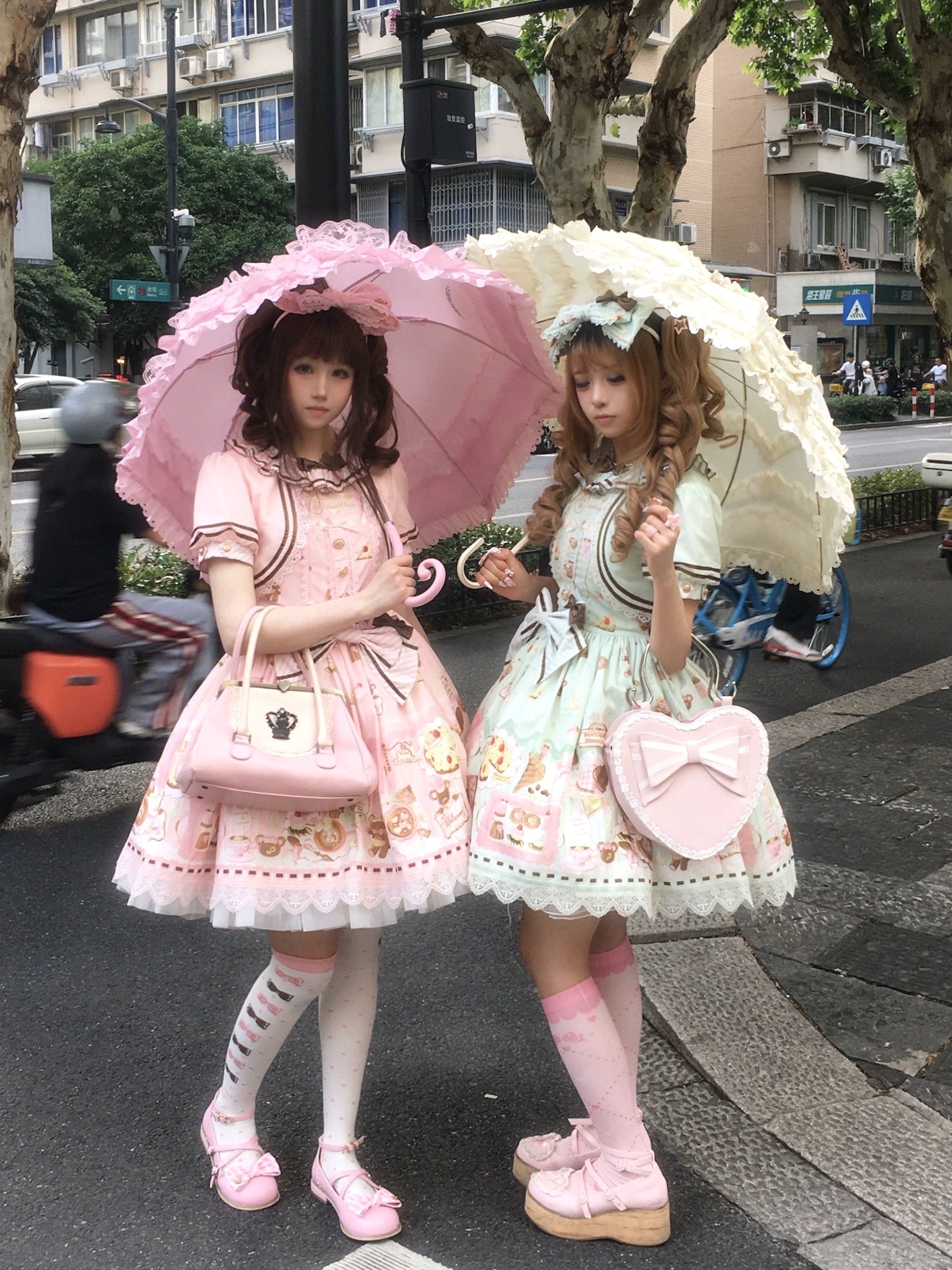 Babyblue - Dream Teahouse - Dessert Print Kawaii Lolita OP Dress Suit 43332:773719