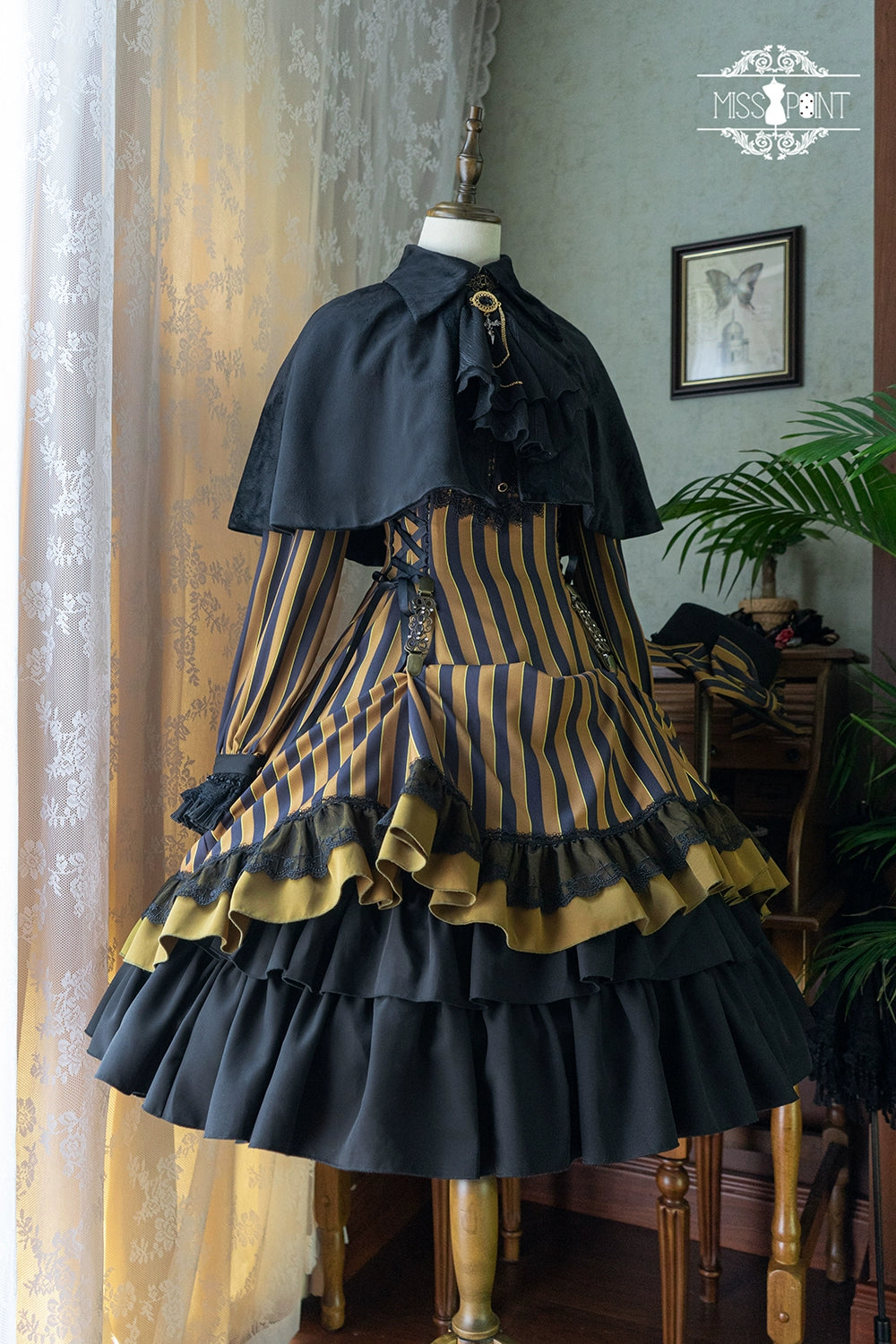Miss Point - Perintz Manor - Gothic Lolita OP Long Sleeve Retro Lolita Dress 39904:642976