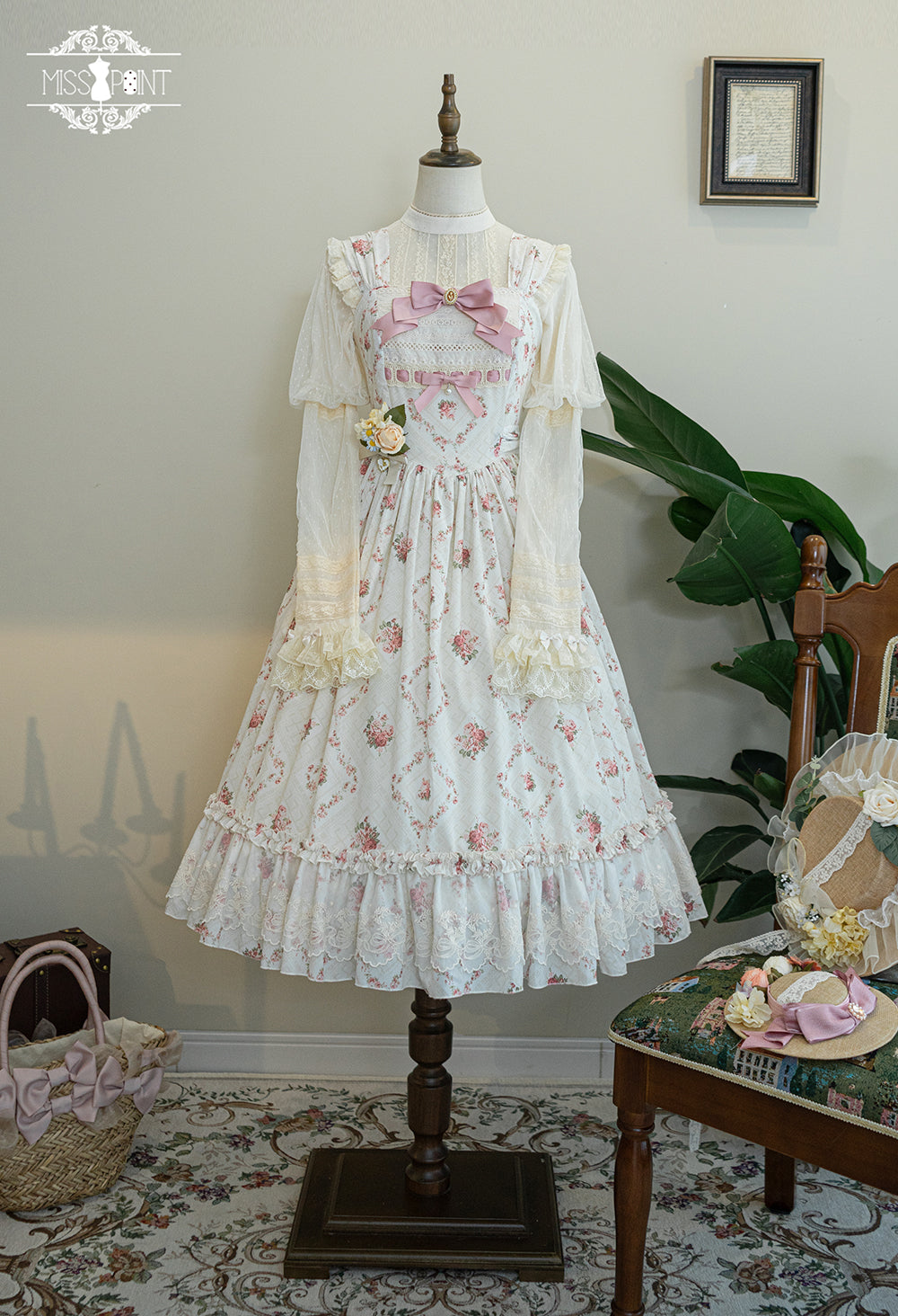 Miss Point~Customized Wood Rose 2.0 Elegant Vintage Jumper Dress 21392:302664