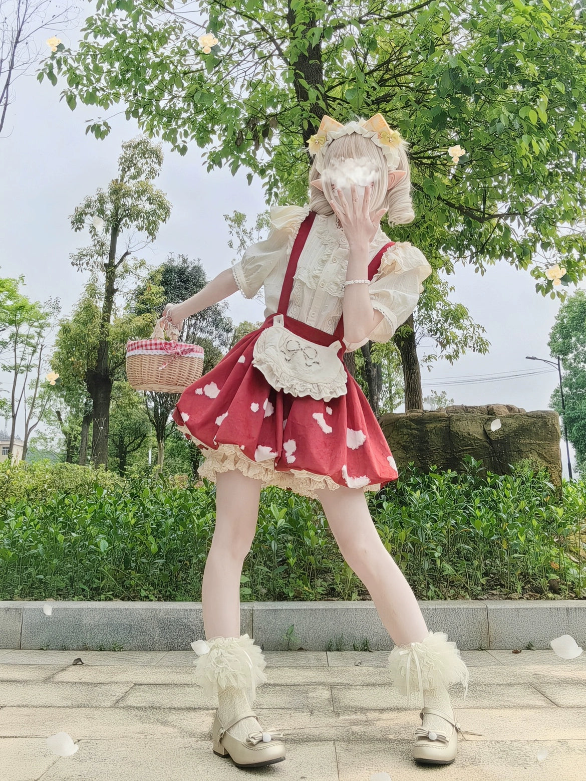 DMFS Lolita~Sweet Lolita Blouse Cotton Summer Short Sleeve Shirt 35844:505558