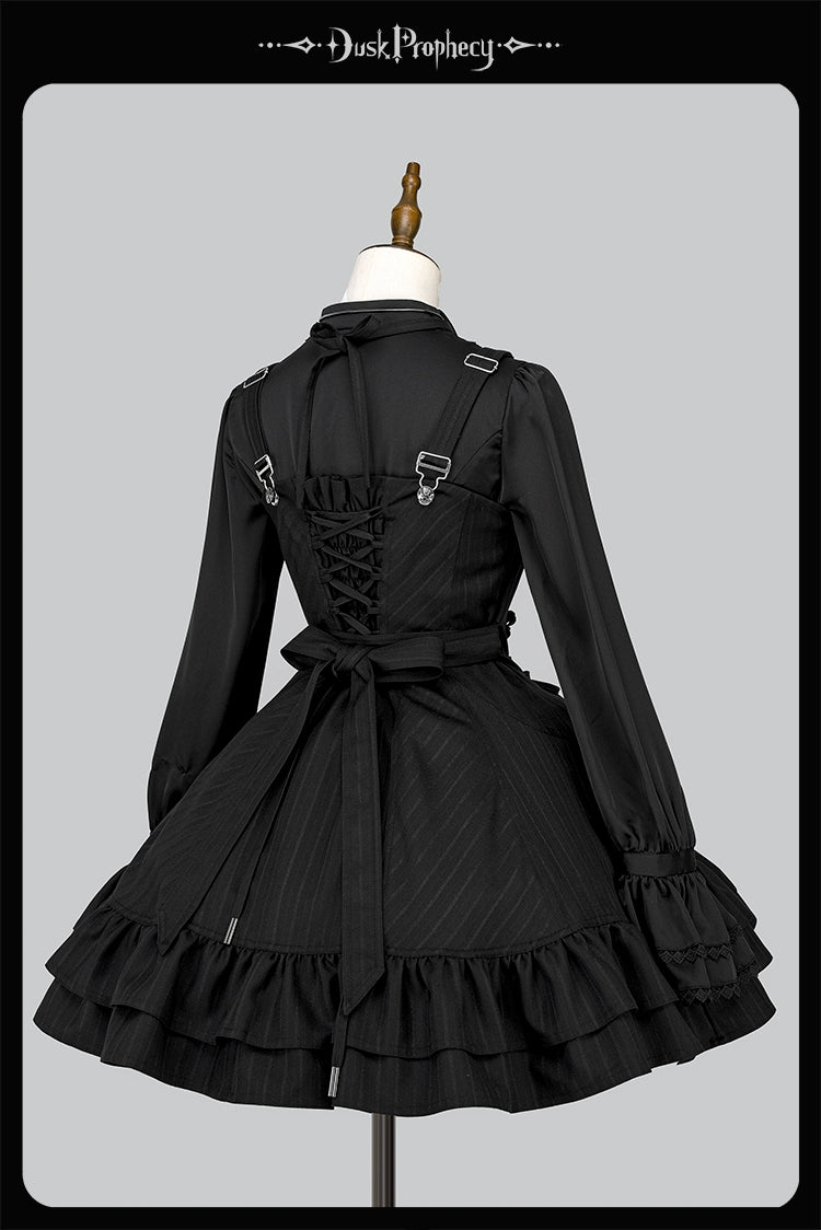 DuskProphecy - Heron - Classic Lolita Striped JSK Dress, Halter Neckline 44313:802923