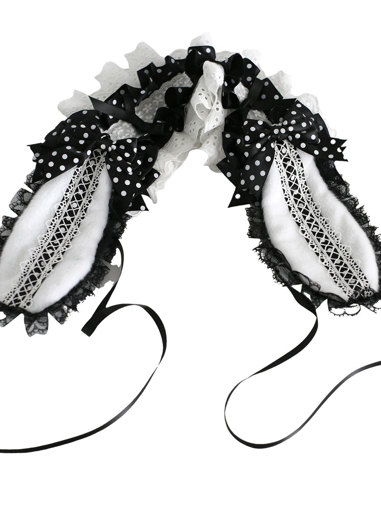 Xiaogui - Polka Dot Lolita Headdress, Detachable Bunny Ear 44136:796584