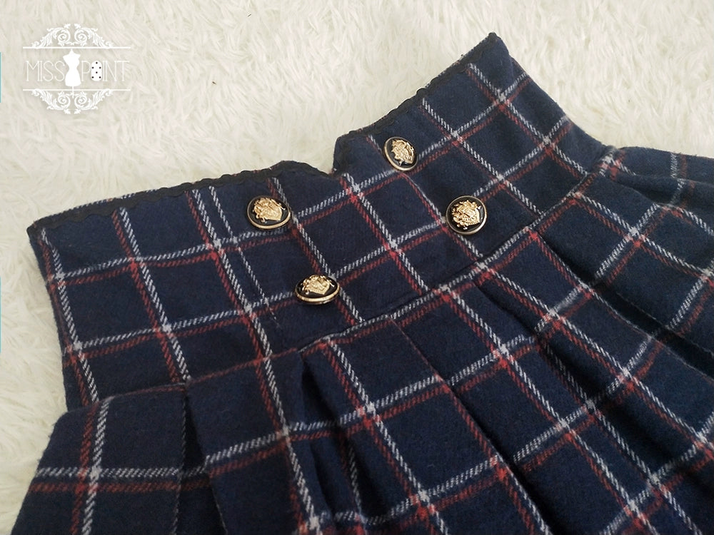 (BFM)Miss Point~Rose~Elegant Lolita Fishbone Grid Skirt Customized 32512:385058