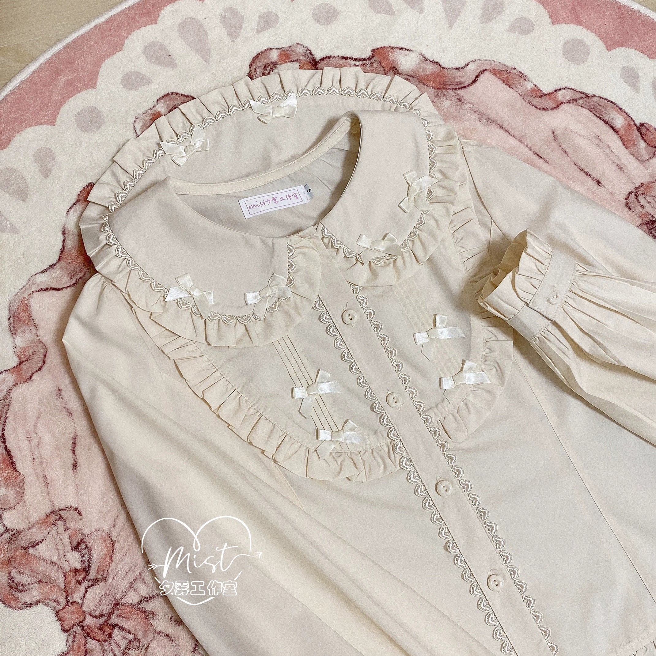 MIST~Sweet Lolita Blouse Doll Collar Lolita Shirt With Bubble Sleeve 28540:628398