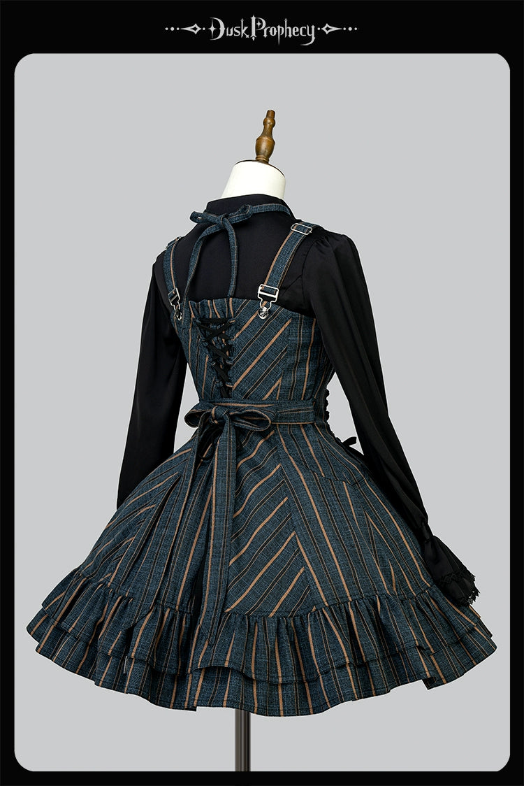 DuskProphecy - Heron - Classic Lolita Striped JSK Dress, Halter Neckline 44313:802955