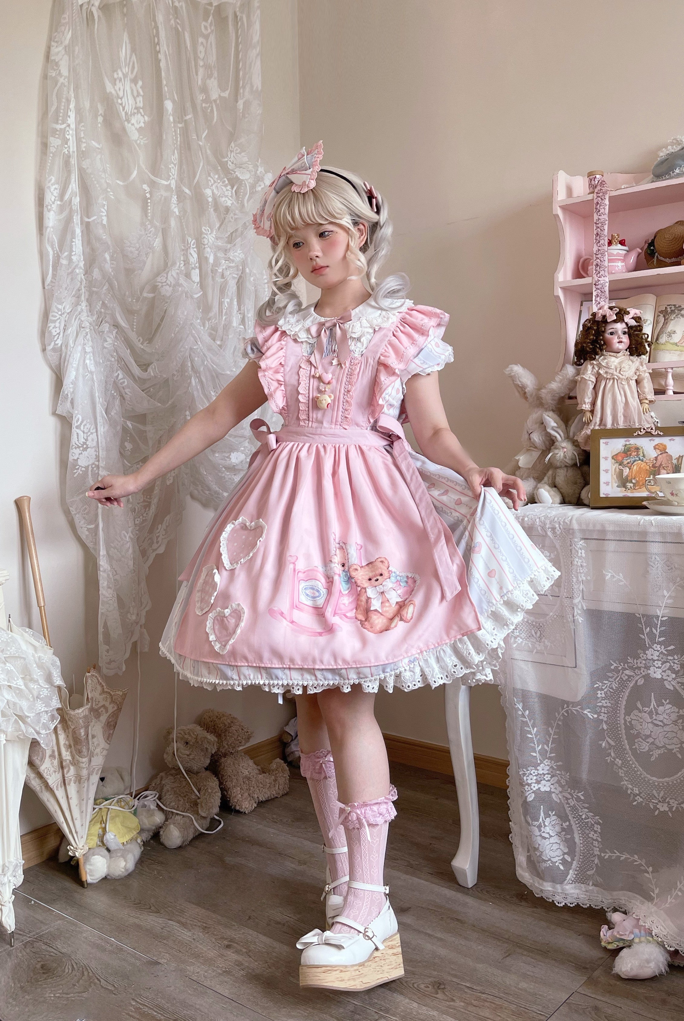 Eternity Spring - Barbie Bear - Sweet Lolita Bear Print JSK and OP