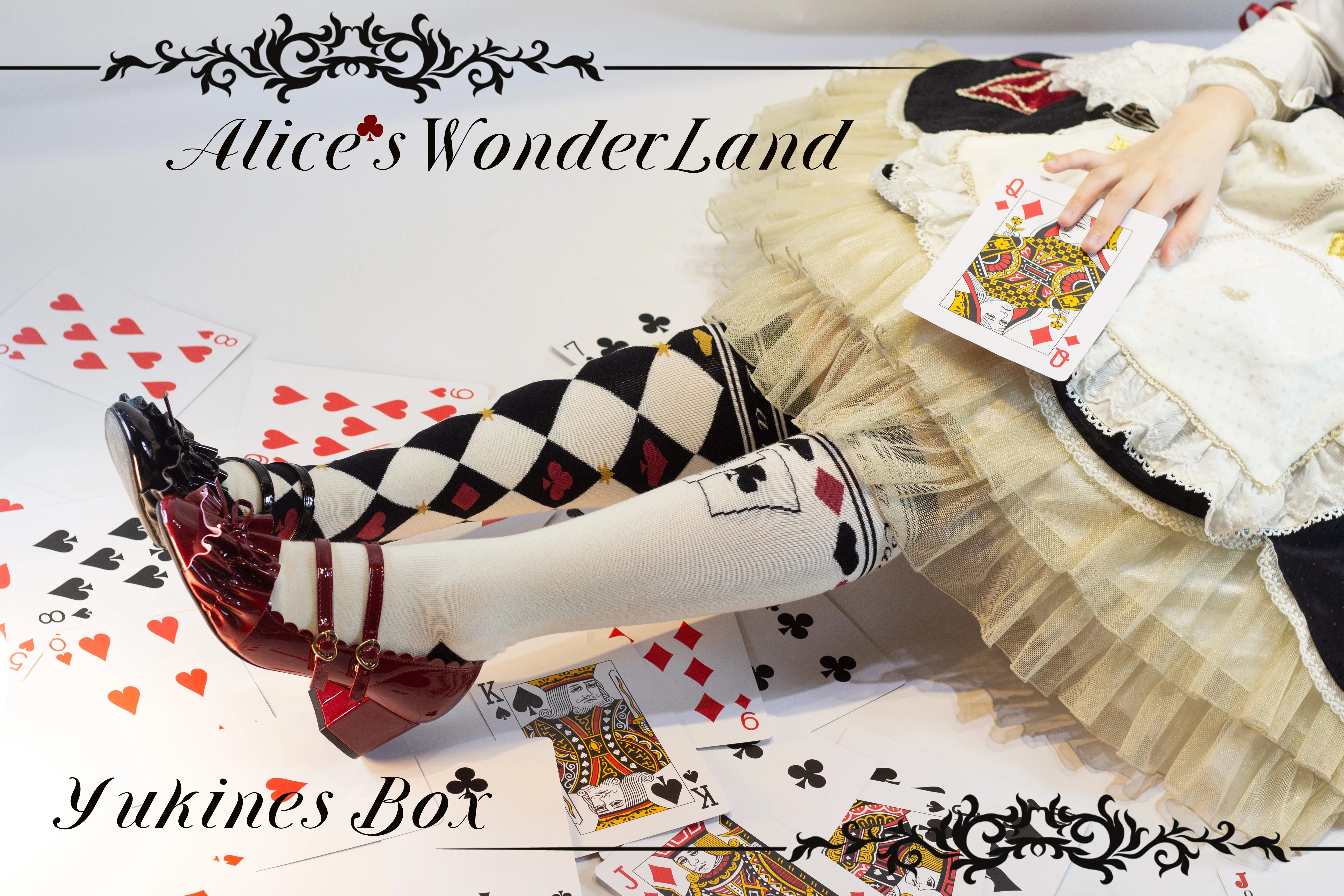 Yukines Box~Daily Lolita Cotton Asymmetric Print Socks 22174:324216