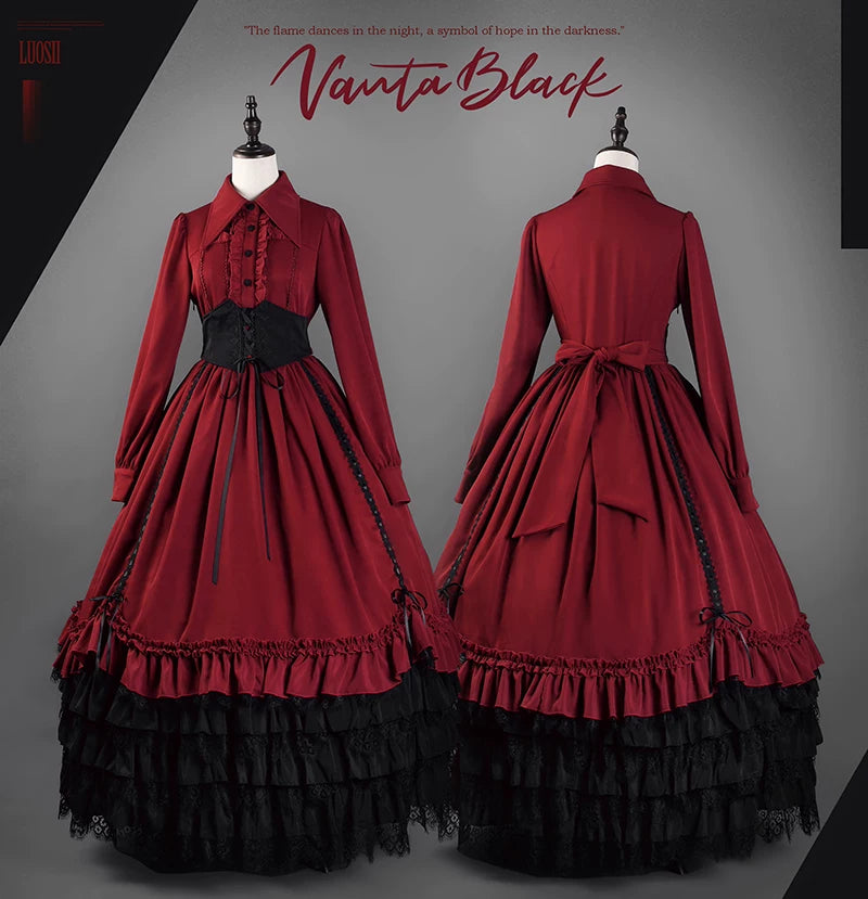 Amala - Long Gothic Lolita Petticoat, Tiered Hem 44430:808679