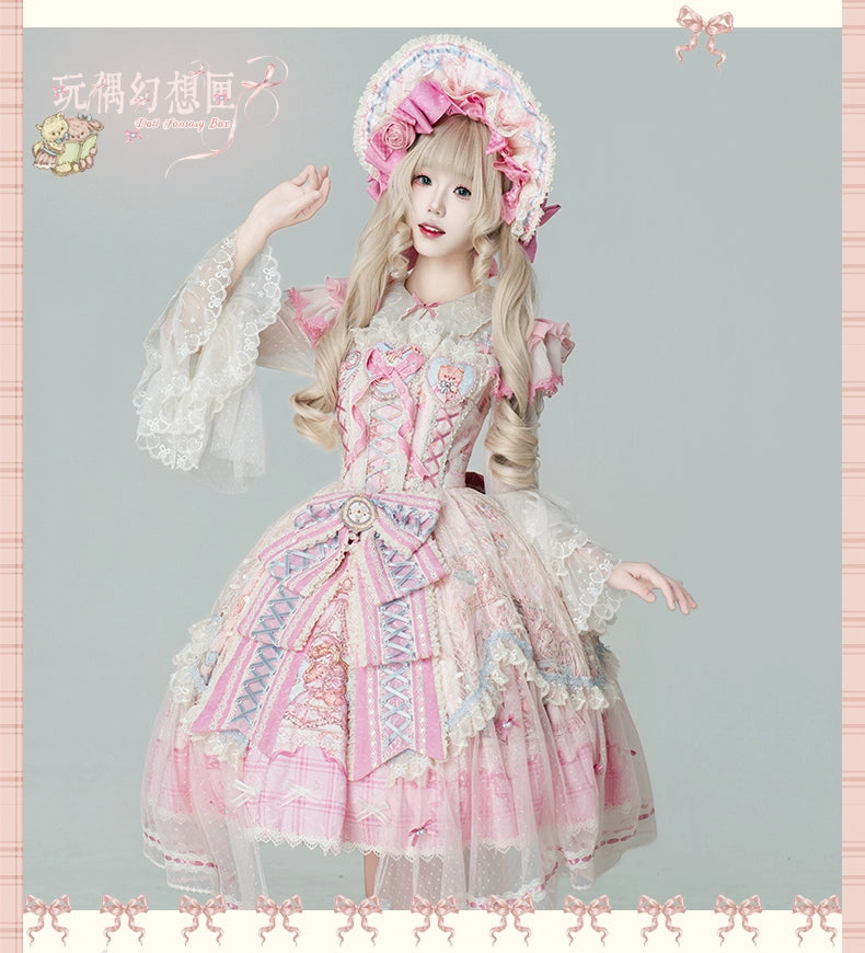 YingLuoFu - Doll Fantasy Box - Sweet Lolita JSK Dress & Tulle Blouse Set 44261:801502