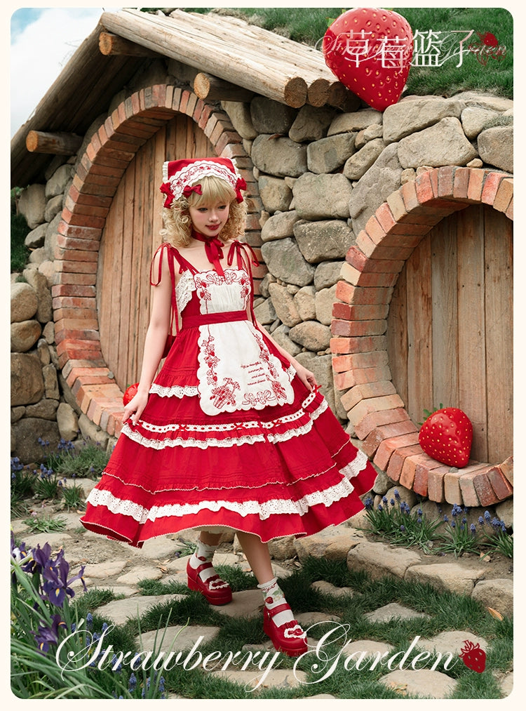 Flower and Pearl Box - Strawberry Basket - Country Lolita Dress Plaid Summer Spring Dress