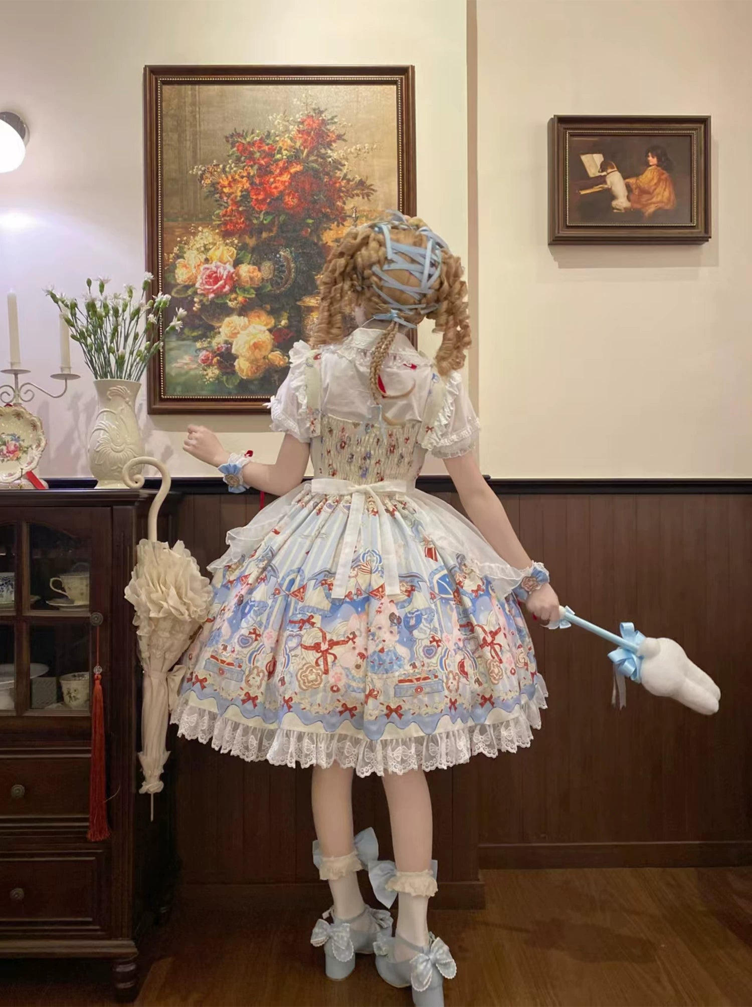 Rabbit Island Dream - Sweet Lolita Printed JSK Dress with Embroidery