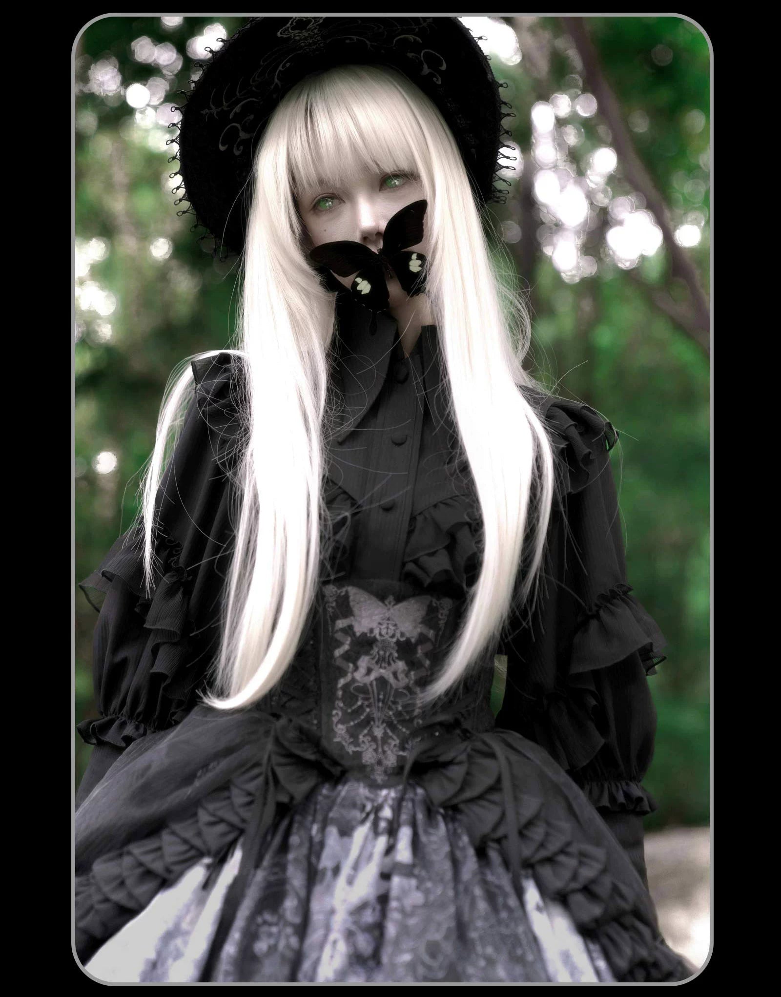Susin Lolita - Bone-Eroded Butterfly - Gothic Lolita JSK & SK Set 44051:793328