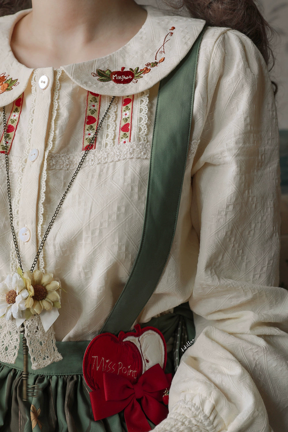 Miss Point~Fat Fox in the Forest~Sweet Lolita Shirt Embroidered Collar Customized Blouse 37104:551296