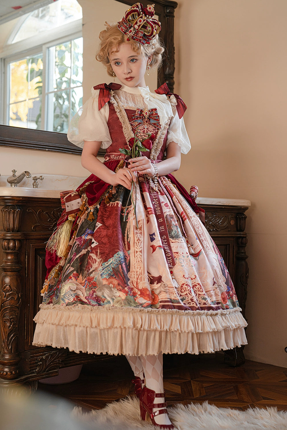 Miss Point~Kaleidoscope~Classical Lolita Shirt Dot Gauze Detachable Puff Sleeve Blouse Customized 35392:488798